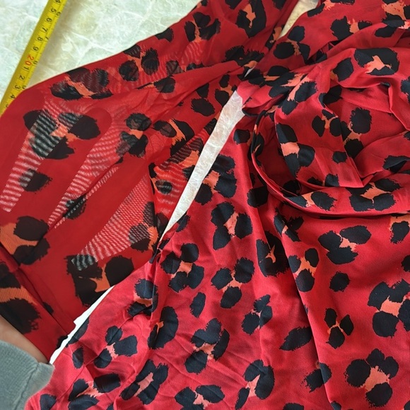 Cabi Siren Wrap Dress Size XXL NEW leopard print midi maxi burgundy red cheetah - Picture 7 of 10